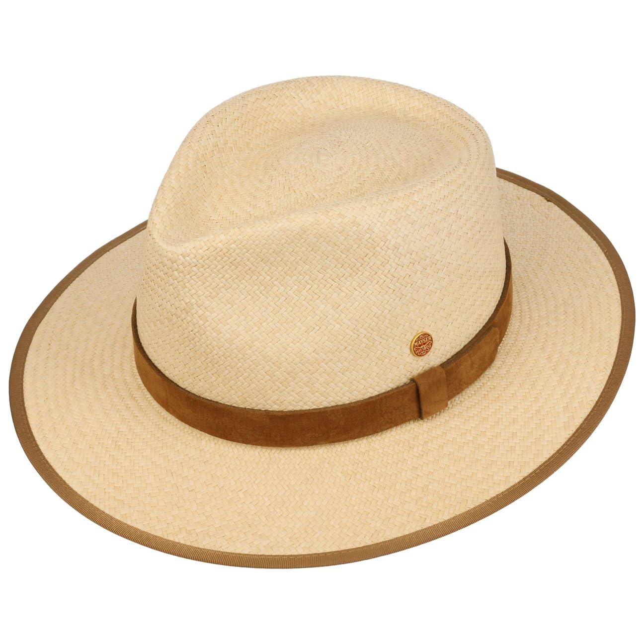 Mayser Fernando Sombrero Traveller Panama Trenzado Fino Cinta de Piel Hecho en UE Unisex Primavera Verano