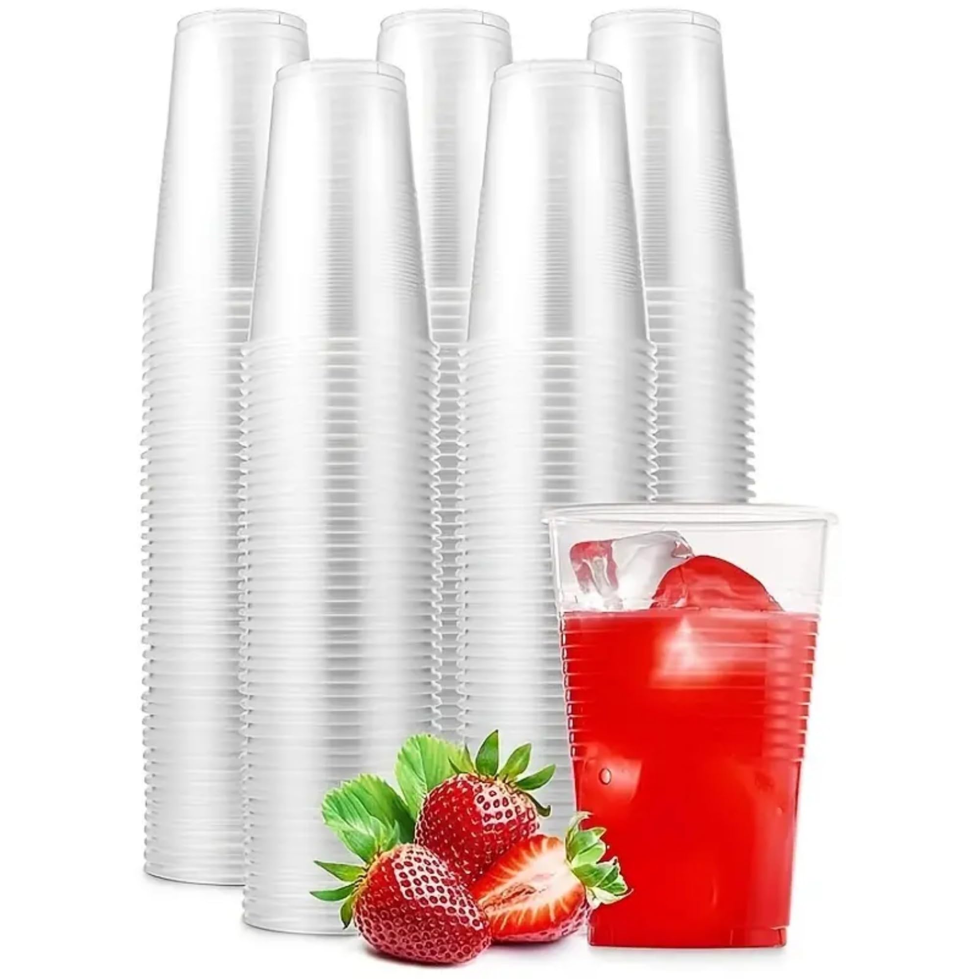 60 Bicchieri Di Plastica Trasparenti 200 Ml - Infrangibili, Impilabili, Per Acqua, Bevande, Vino, Feste E Catering