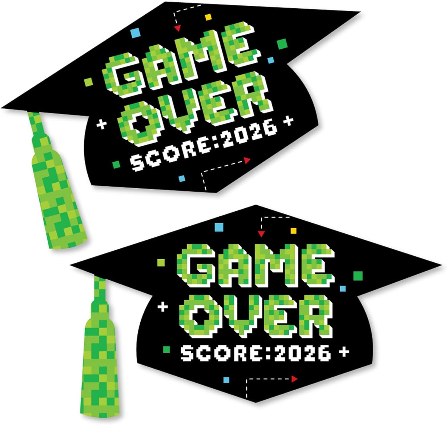 Big Dot of Happiness Game Over - 2026 Grad Cap Decorations DIY Video Game Graduation Large Party Essentials - Set of 20