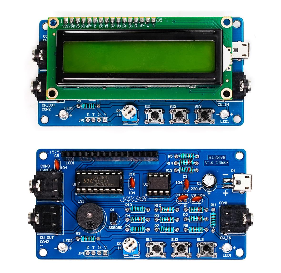 DIY Morsecode Lötbausatz, Morse Code Trainer Kit, Elektro Bausatz Löten mit Komponenten, Leiterplatte und Gehäuse, perfekt für Elektronik-Enthusiasten, Anfänger, Einzelteile