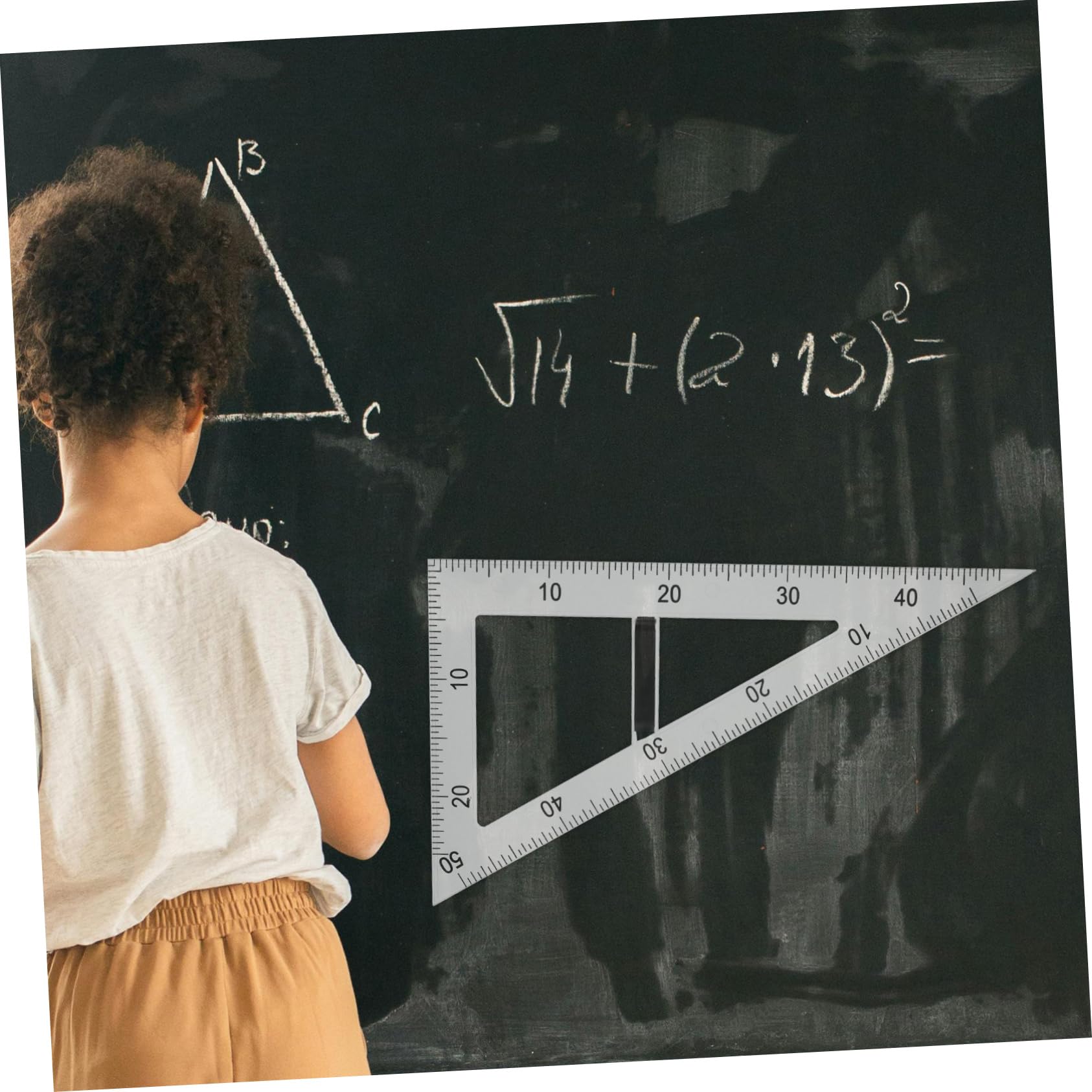 GARVALON Righello Triangolare Magnetico per Insegnamento di Matematica e Fisica, in Abs, per Superfici Magnetiche, Disegno di Angoli e Forme