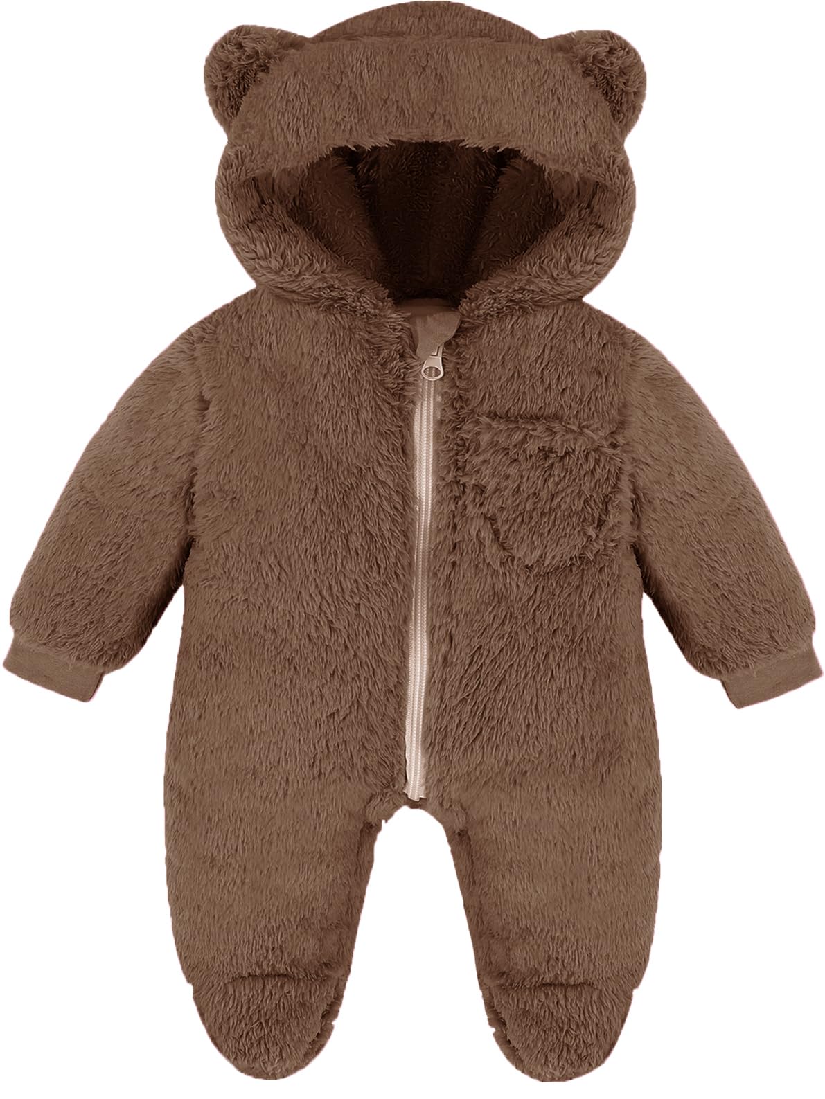 Urban VirginBaby Snowsuits Thick Fleeced Winter Clothes Snowsuit Infant Boy Winter Baby Girls Hooded Footie Jumpsuits