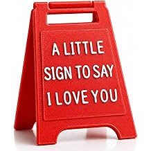 Romantic Mini Desk Sign with &ldquo;I Love You&rdquo; Message &ndash; Valentine&rsquo;s Day & Romantic Anniversaries Gift for Her or Him &ndash; Cute Freestanding Love Keepsake - Premium Plastic Solid Freestanding Desk Sign