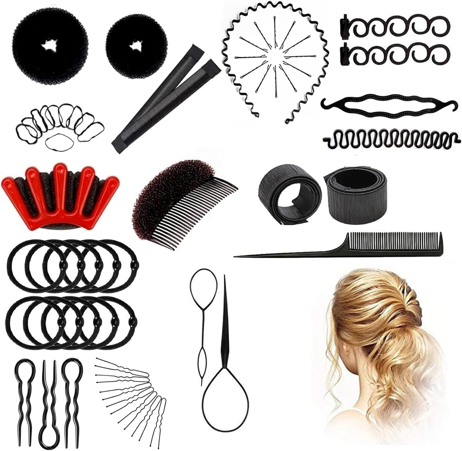 Duomama 17Pcs DIY Hair Styling Tools Set for Women & Girls – Includes Braiding Tools, Hairpins, Twist & Curl Magic Wand – Suitable for Creative Hairstyles & Easy Updos