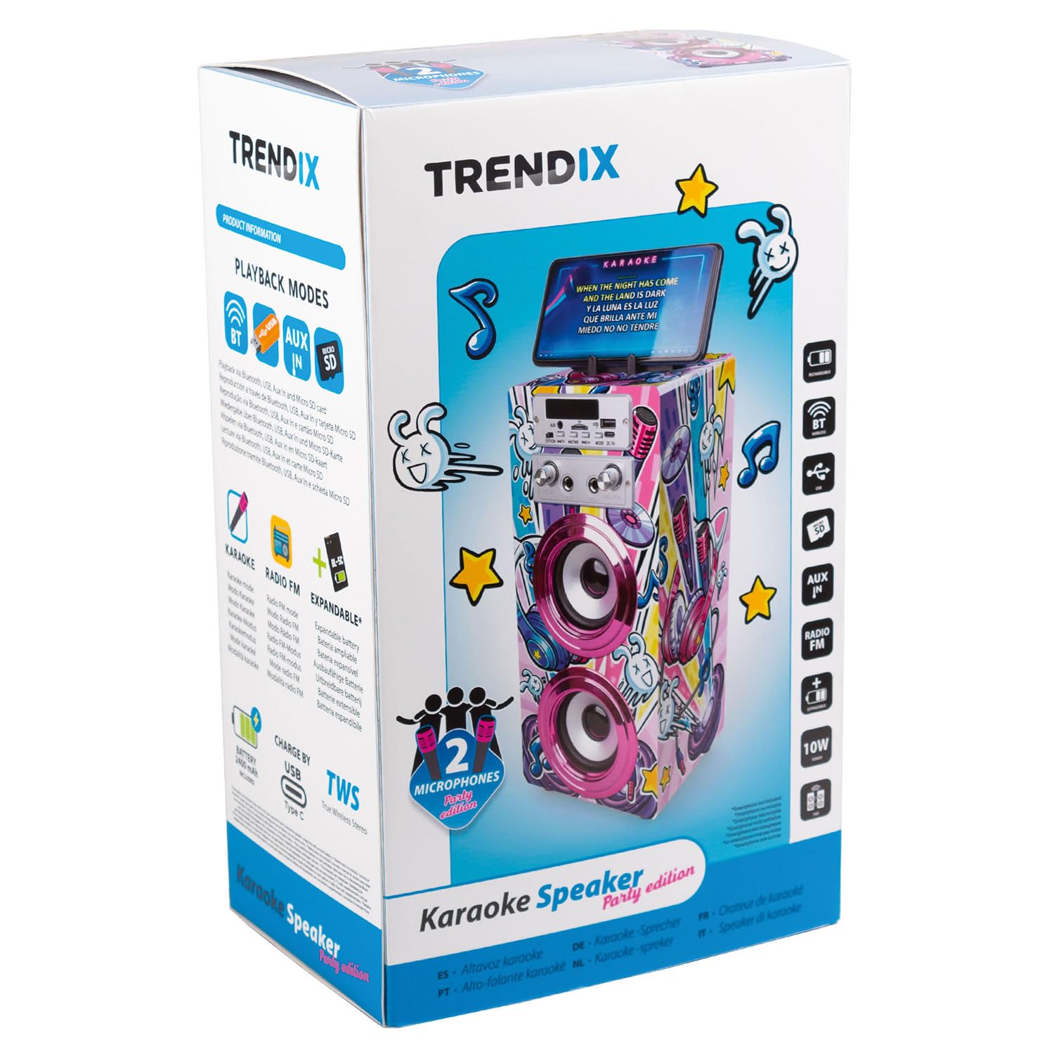 Trendix - Karaoke Party Edition | Enceinte Karaoke | Karaoké Enfant 2 Microphones | Karaoke Enfant Fille Complet | Enceinte Karaoké avec Micro | Cadeau Fille