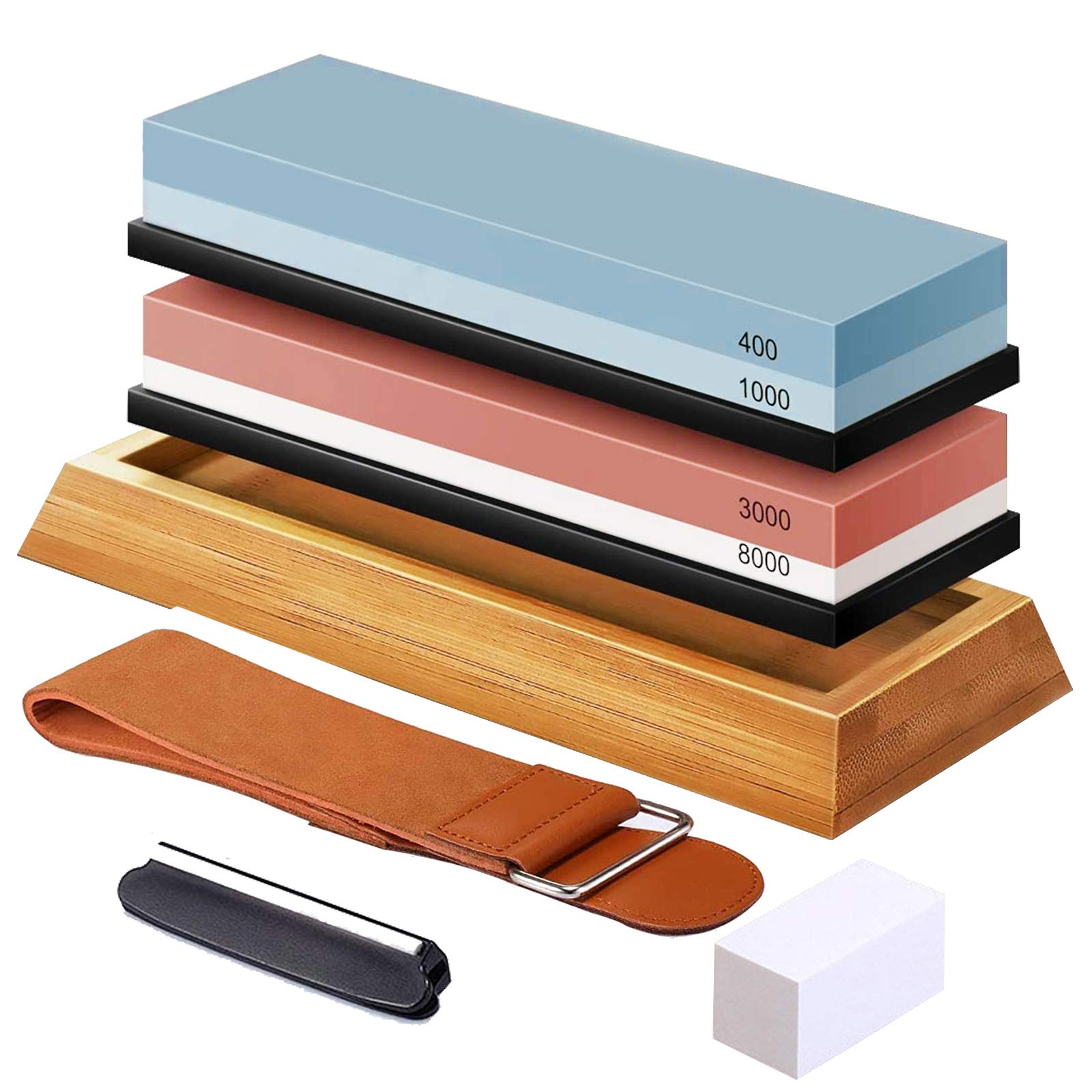 Buy Sharpening Stone Kit 4 Sided Grit 400/1000 3000/8000 Wet Stone