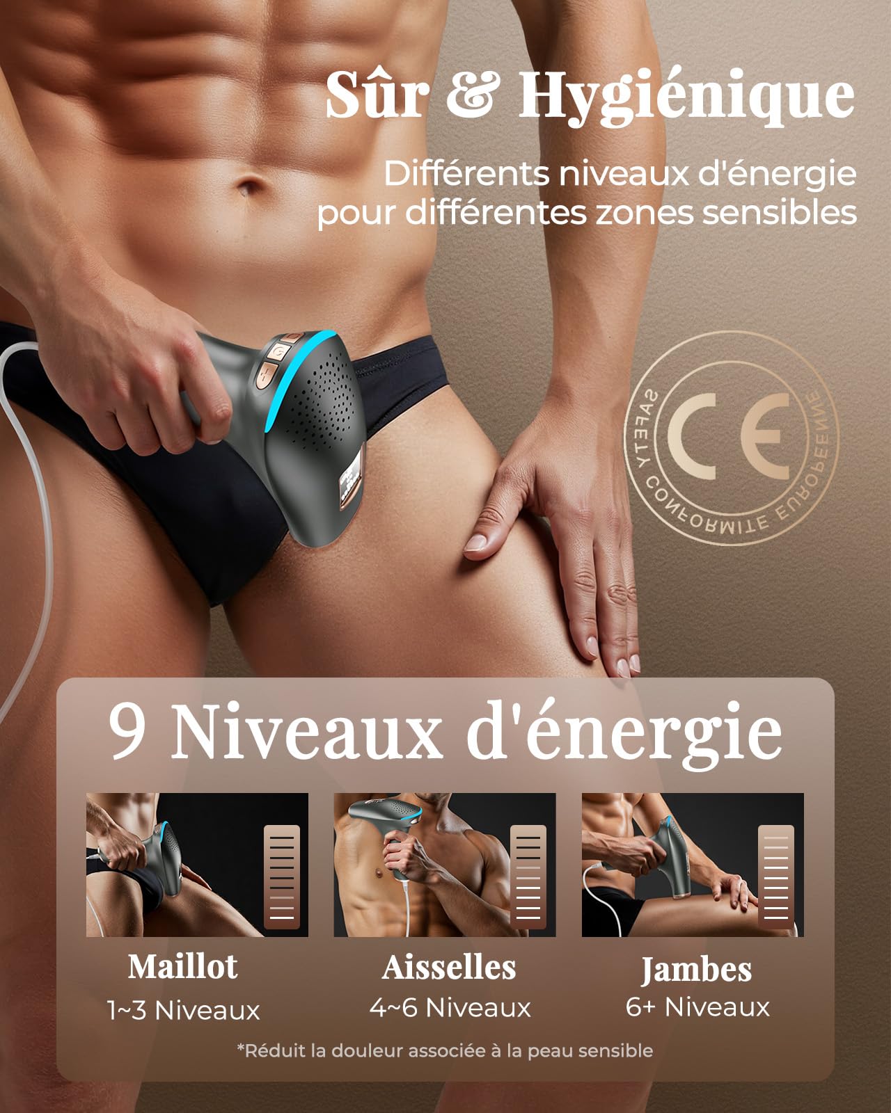 Haarlosy Épilateur Lumière Pulsée, Grande Fenêtre 5 cm², 999,900 Flashs IPL, 9 Niveaux & 2 Modes, Auto/Manuel – Épilation Laser Définitive Maison Femme & Homme, Visage, Corps, Aisselles, GLY02