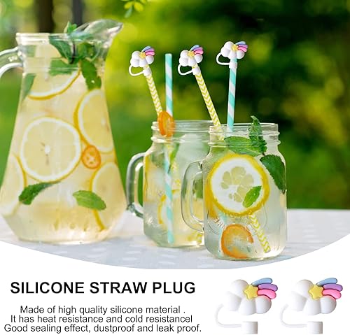 Miniatura 5 de 2 tapas de paja para popotes reutilizables, protector de paja en forma de nube, tapones de silicona reutilizables con forma de nube (nube arcoíris)