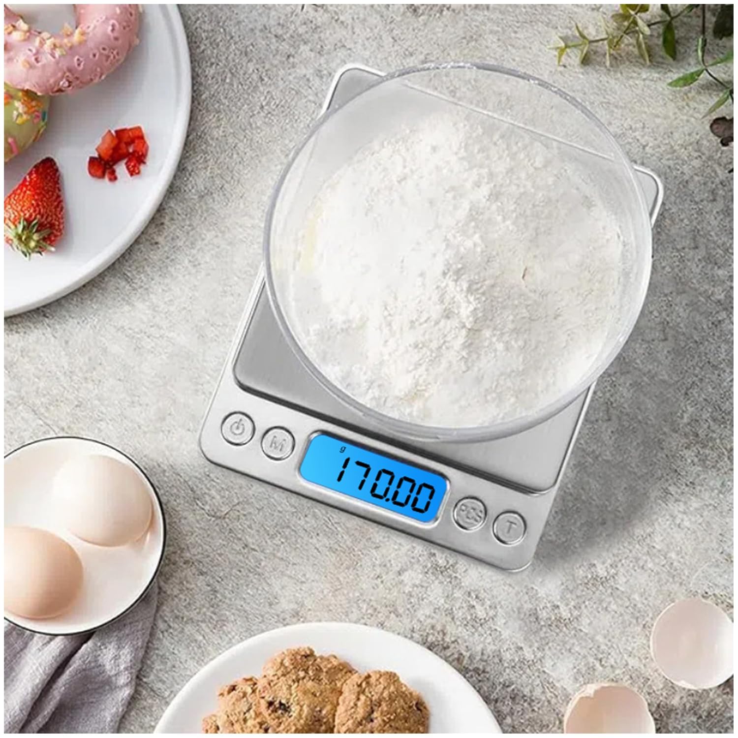 Báscula digital de cocina de 500 g, 0,01 g, báscula de cocina de alta precisión, báscula de bolsillo multifuncional de acero inoxidable con pantalla LCD retroiluminada, características de tara