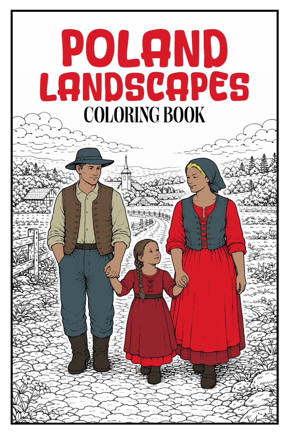 Poland Landscapes Coloring Book: 50 Peaceful Polish Scenes Featuring Traditional Villages, Historic Architecture, Countryside Views, Forests and Rivers for Relaxing Adult Coloring