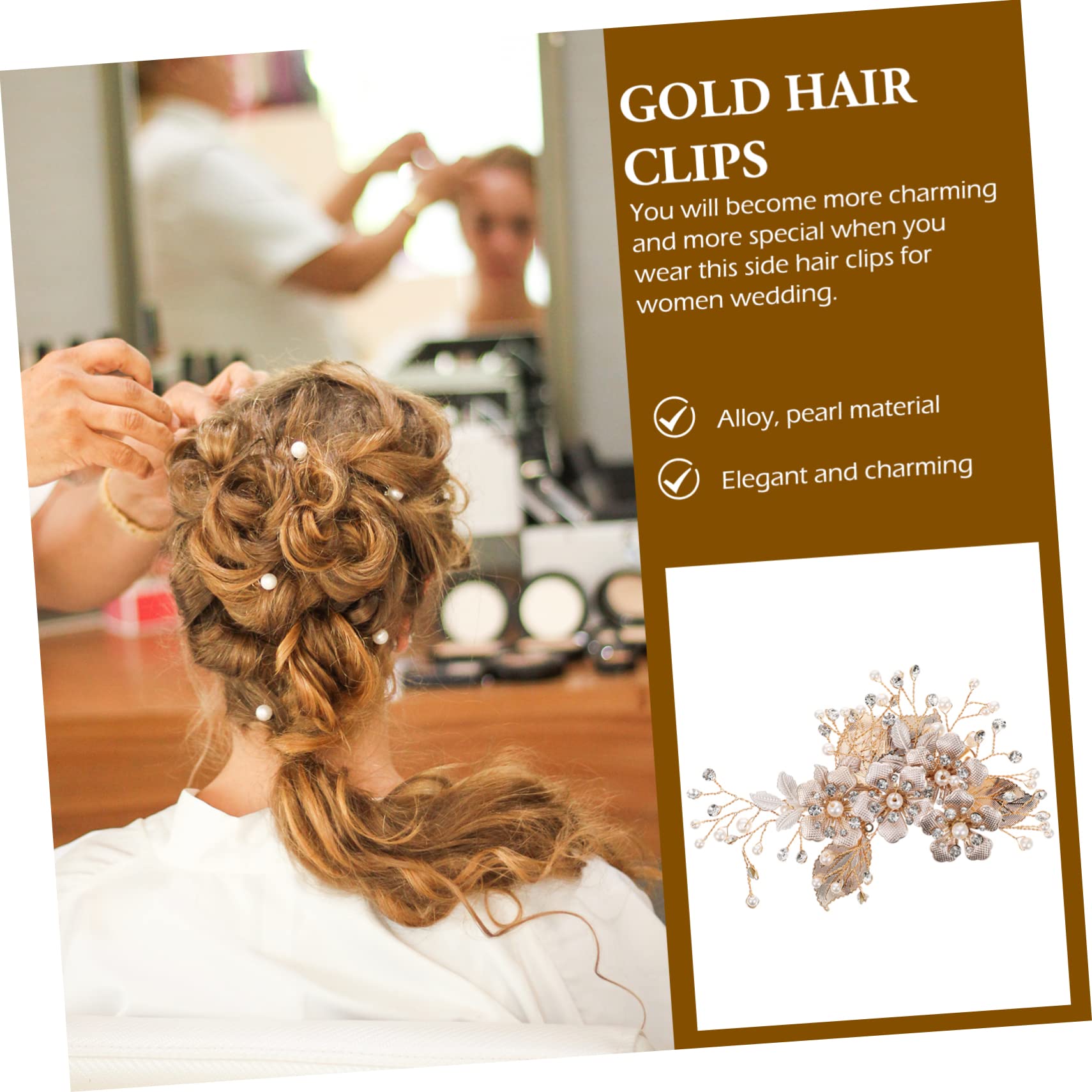 MAGICLULU 5St Haarnadel Haarspangen Haarklammer hairpin Hochzeit Strass-Kopfschmuck Tiara haarschmuck Brautaccessoires goldene Haarspange Blatt Kopfbedeckung Zubehör Brautjungfer