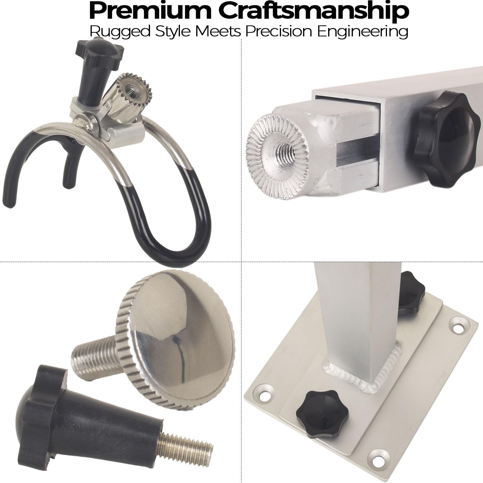Angelrutenhalter für Boote – PVC-beschichtetes Aluminium, 360° drehbar und höhenverstellbar, abnehmbare Halterung, Marine-Grade Haltbarkeit