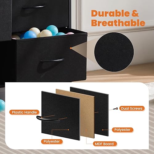 Miniatura 5 de Sweetcrispy Cómoda de 9 cajones para dormitorio, muebles de habitación de niños, torre de pecho alto, unidades organizadoras de almacenamiento para