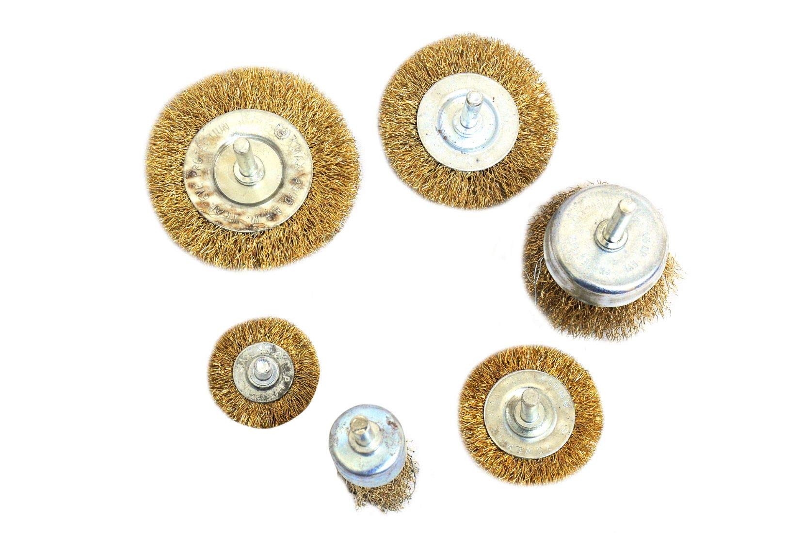 Jon Bhandari Tools 6pc Steel Wire Brush Set with Brass Coating and with Spindle (B07T6TP7W6) Amazon Price History, Amazon Price Tracker