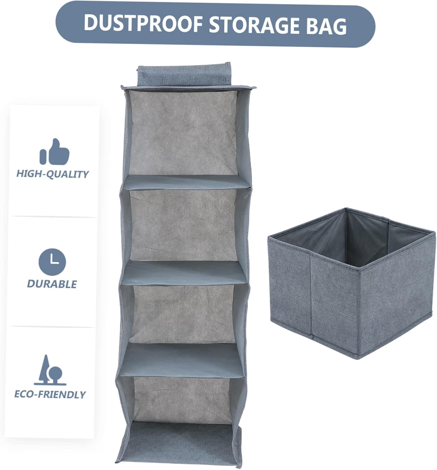 Multi-Layer Washable Hanging Closet Organizer with Drawers Portable Clothes Storage Bag for Wardrobe for Bedroom and Travel Grey Fabric