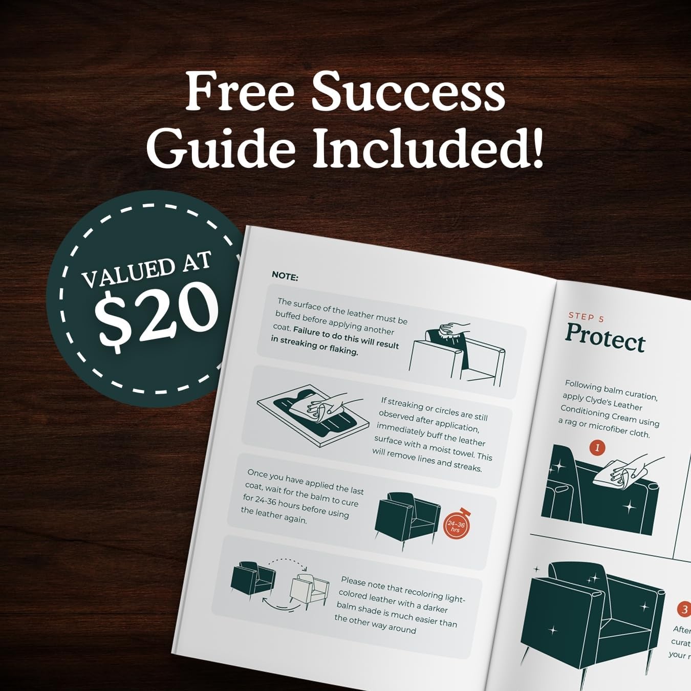 Clyde's™ Leather Conditioning Cream | All Natural, Non Toxic Formula | Restore & Repair Sofas, Car Seats, Shoes and More - Image 9