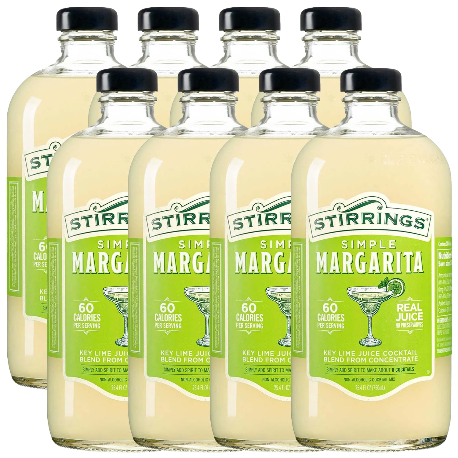 Stirrings 2 Pack Margarita Cocktail Mix 750ml Bottles - Real Juice No Preservatives - 90 Calories - Drink Mixer