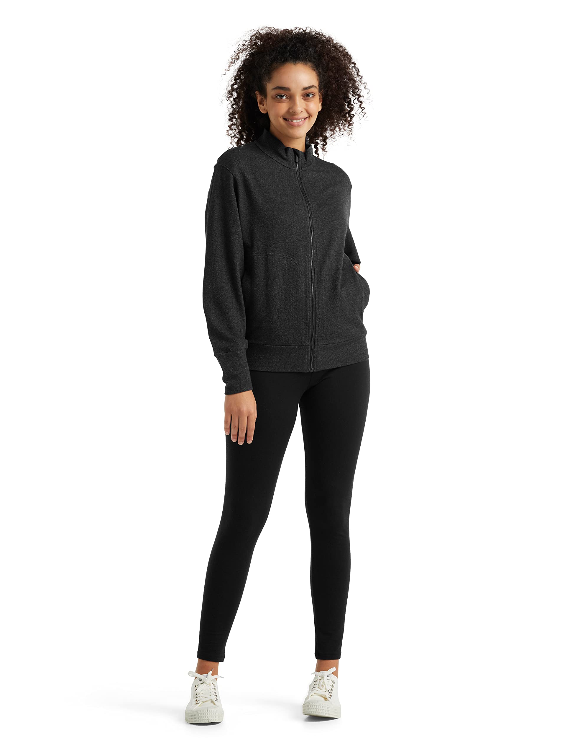 Icebreaker Merinowolle Damen Mid Layer - Central Langärmeliges Top mit Reißverschluss | Sportbekleidung | Sportbekleidung | Sweatjacke Schwarz | Skipulli Langarm | Skipullover - Schwarz, XS