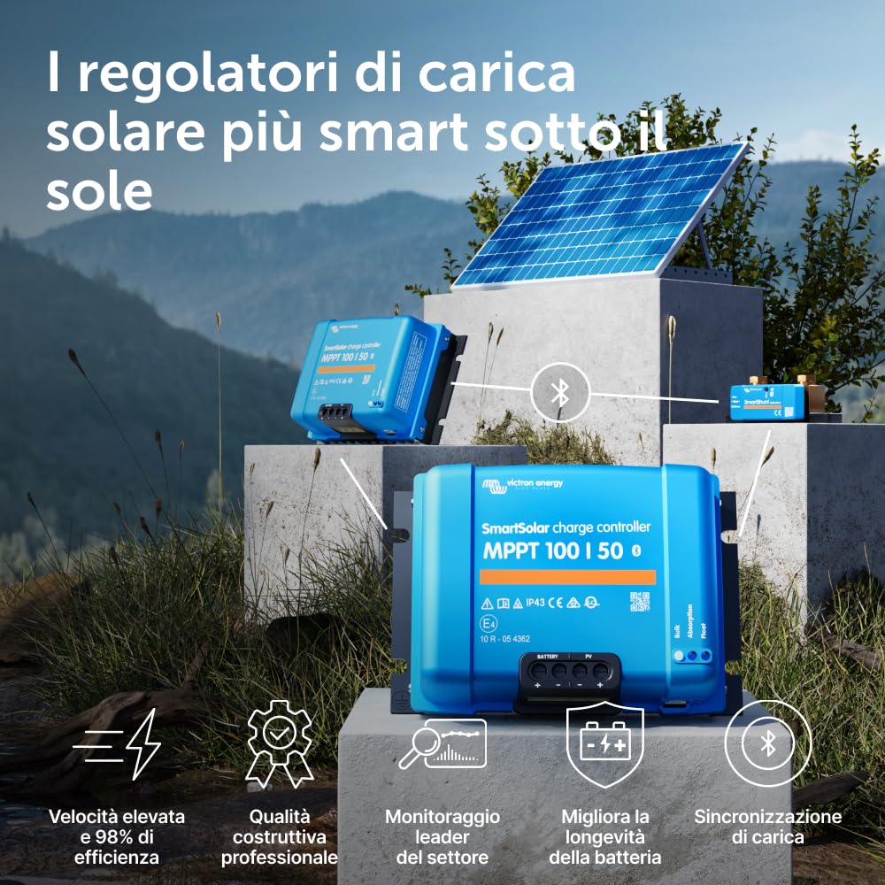 Victron Energy SmartSolar MPPT 100V 50 amp 12/24-Volt Regolatore di Carica Solare (Bluetooth)