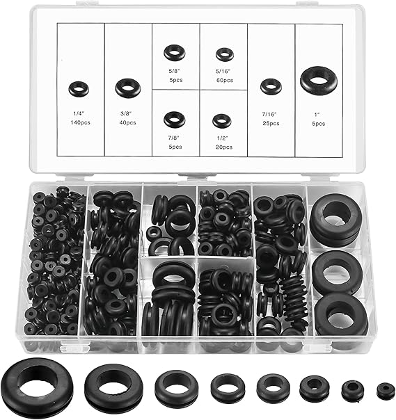 300 Pcs Rubber Grommets Assortment Kit, Electrical Conductor Wiring