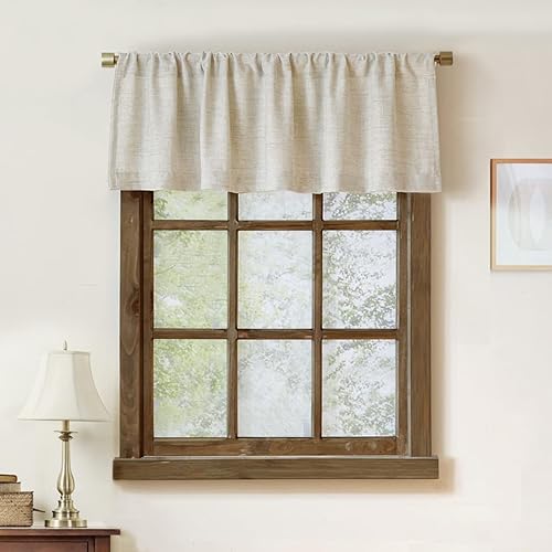 2 Pack Faux Linen Valance for Windows Kitchen Living Room
