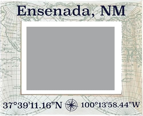 R and R Imports Ensenada New Mexico Souvenir Marco de fotos de madera con brújula diseño de coordenadas de 4 x 6 pulgadas disponible en Yaxa Colombia