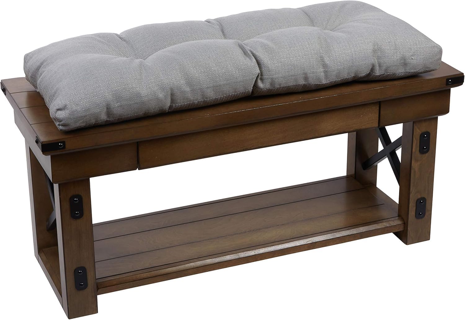 (Cushion only) Klear Vu The Gripper Non-Slip Tufted Bench Cushion for Indoor Furniture, Assembled in USA, Entryway Storage, Bay Window, Corner Nook or Piano Seat, 35 Inches, Solid Gray Solid Gray 35 Inches