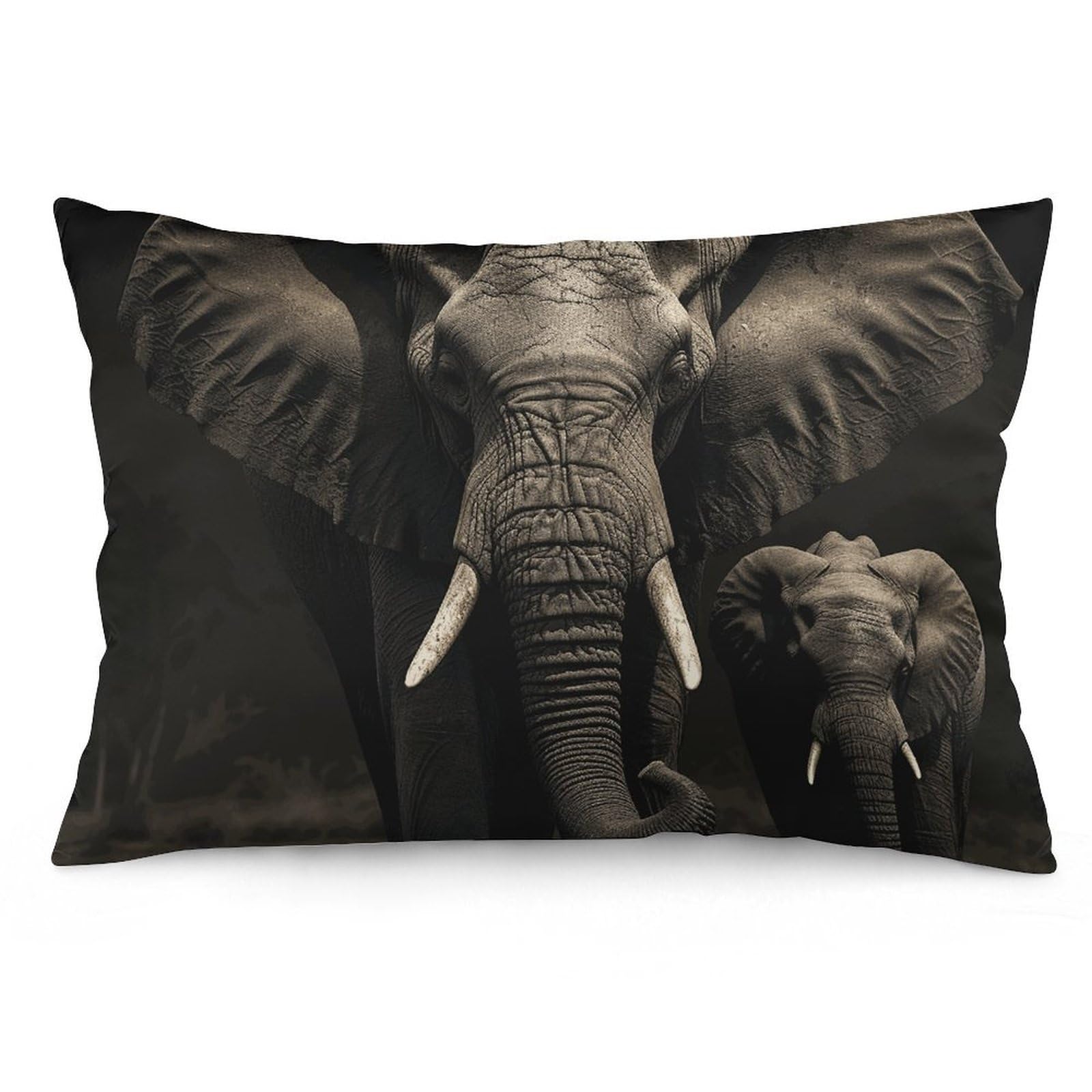 NTVOWPZO 2 Pack Decoration Throw Pillow Covers 16 "x24 Pillowcases Covers Elephant Black Pillowcases Modern Farmhouse Home Decor Sofa Cushions Covers for Couch Bed Living Room