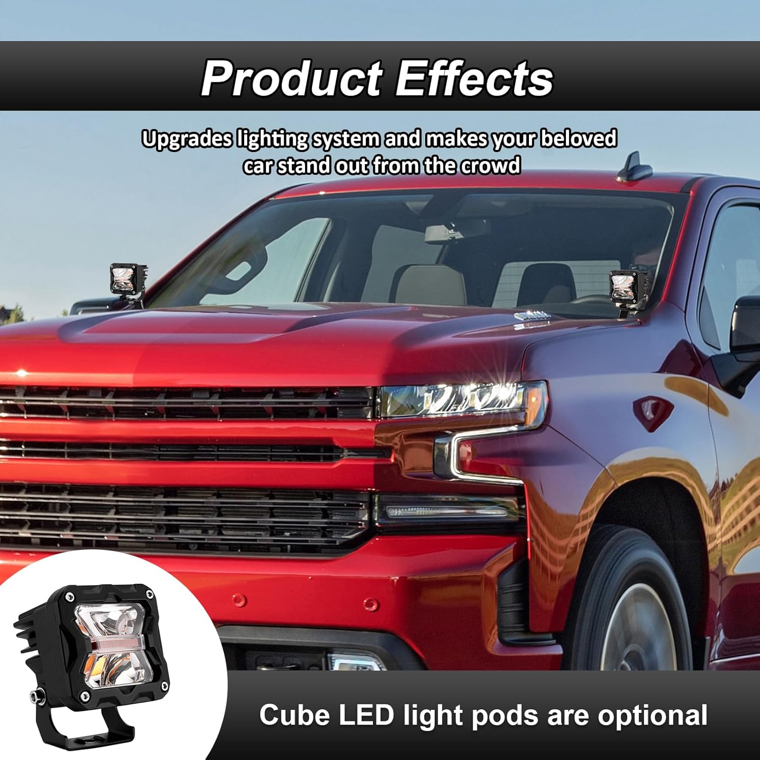 Hood Mount Brackets Ditch Light Pods Bracket Compatible with Chevrolet Silverado 1500 2019-2022
