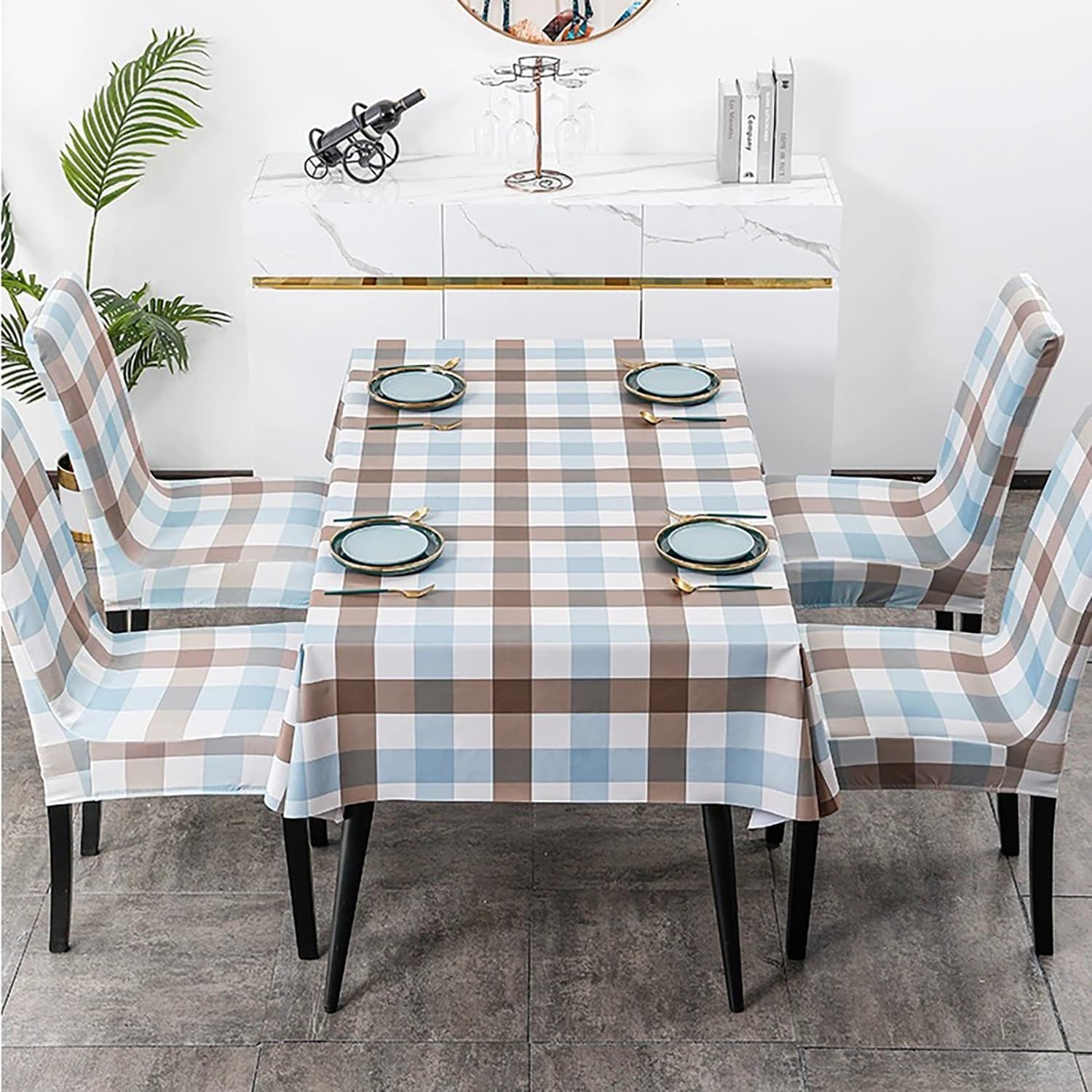 Amazon.co.jp: チェック柄ダイニングチェアカバー 1/2/4/6 個 高