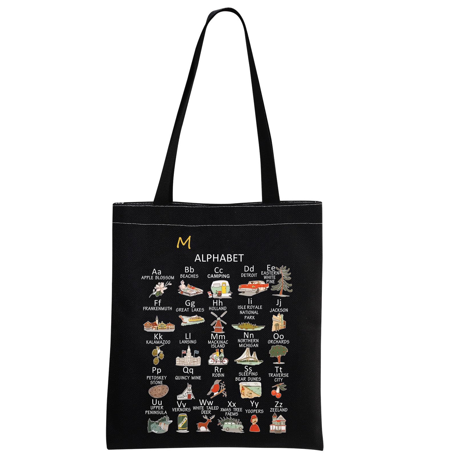 MNIGIU MI Canvas Tote Bag MI State Gift MI Eco Tote Bag Reusable Bag Welcome Bag