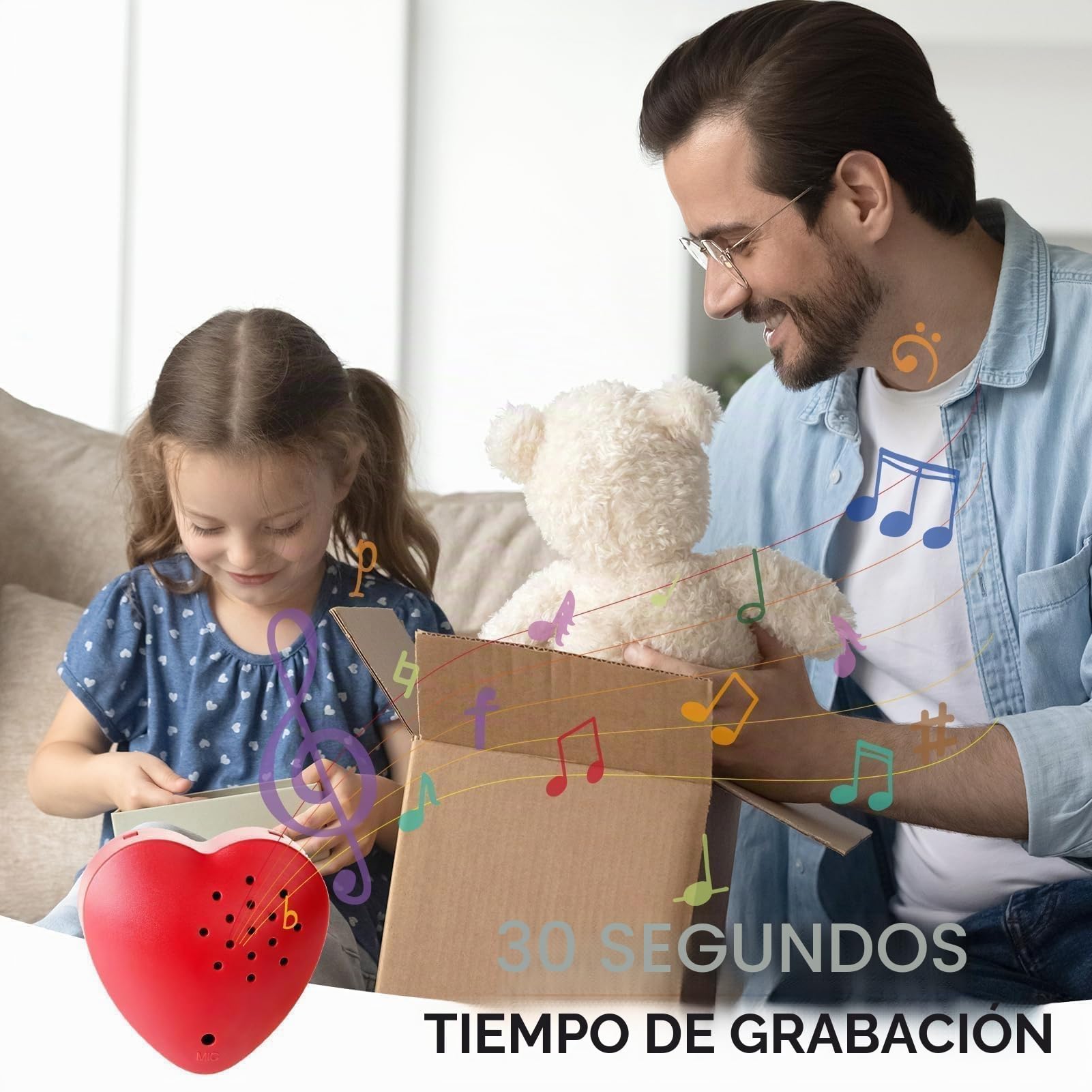 Grabadora de Voz en Forma de Corazón 30 Segundos,Caja de Voz para Animales de Peluche, Grabadora de Voz Personalizada para Juguetes y Regalos Emotivos,Mini grabadora de Voz,Regalo DIY