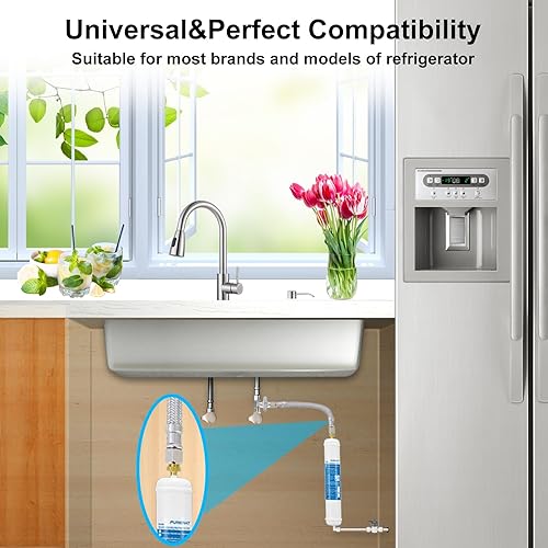 Miniatura 4 de Kit de línea de agua para máquina de hielo, línea de agua de 1/4 pulgadas de diámetro exterior de 25 pies con accesorios rápidos, para añadir una