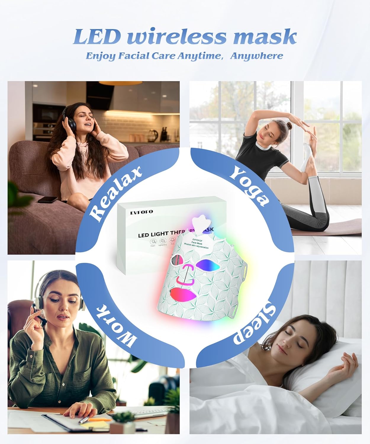 Red Light Therapy for Face, Light Therapy Mask for Firming, Wrinkles & Acne, Wireless Red & 850nm Infrared Light Silicone Mask, 7-Color LED Face Mask Portable for Use at Home & Travel, Green - Image 7
