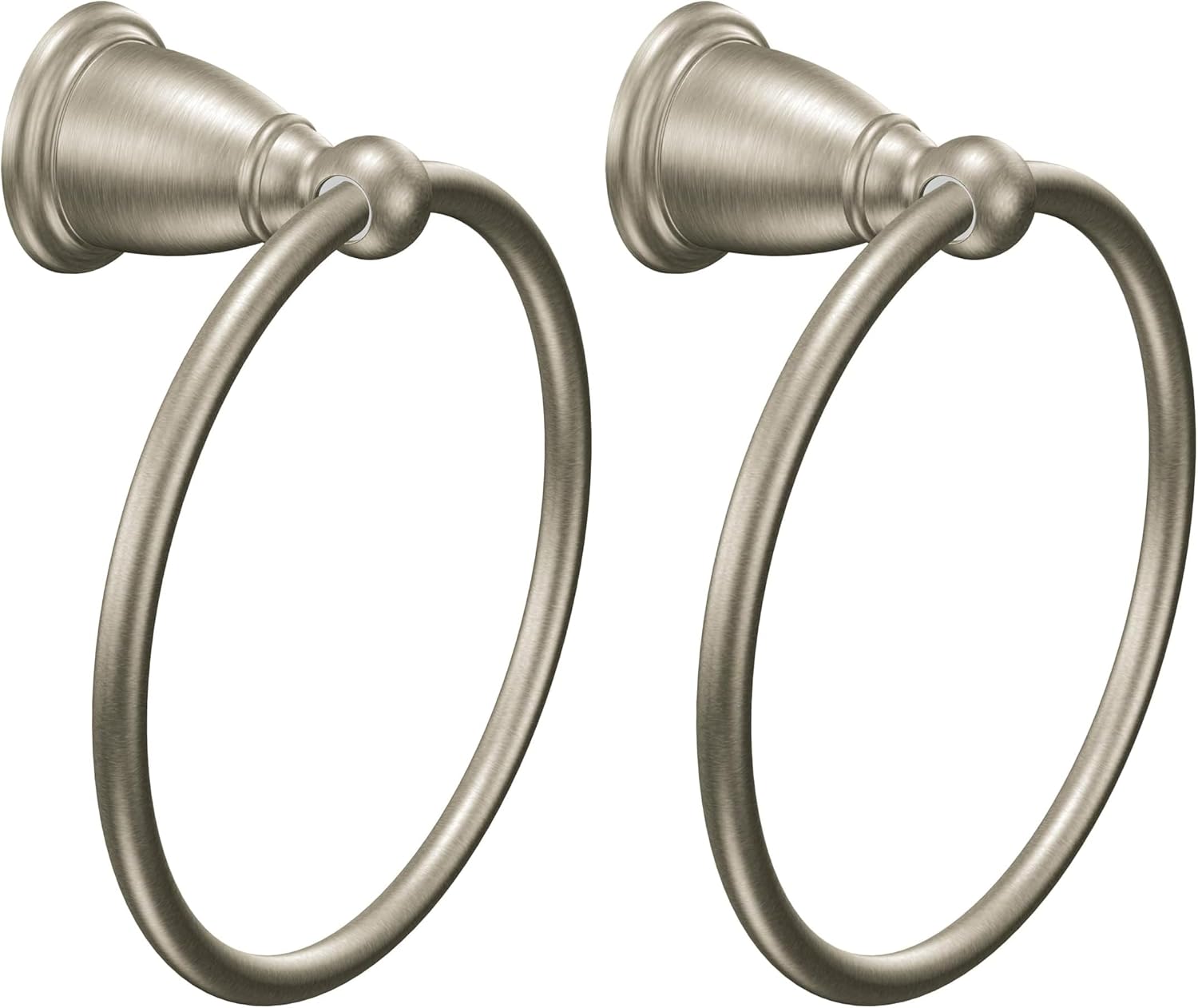 Moen Brantford Brushed Nickel Traditional Bathroom Hand Towel Ring, Wall Mounted Towel Hanger, YB2286BN (Pack of 2)