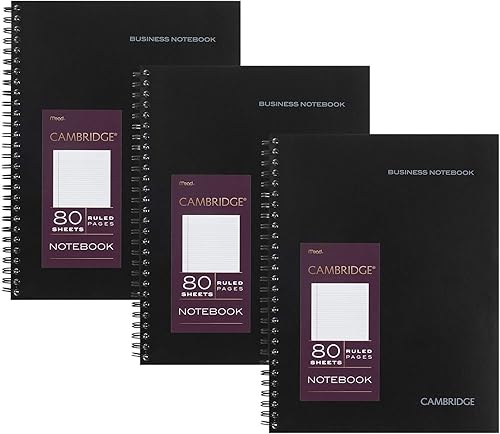 Cambridge Cuaderno de espiral profesional limitado, nuevo complemento comercial, paquete de 3, con renglones legales, tamaño de página de 6-5/8 x