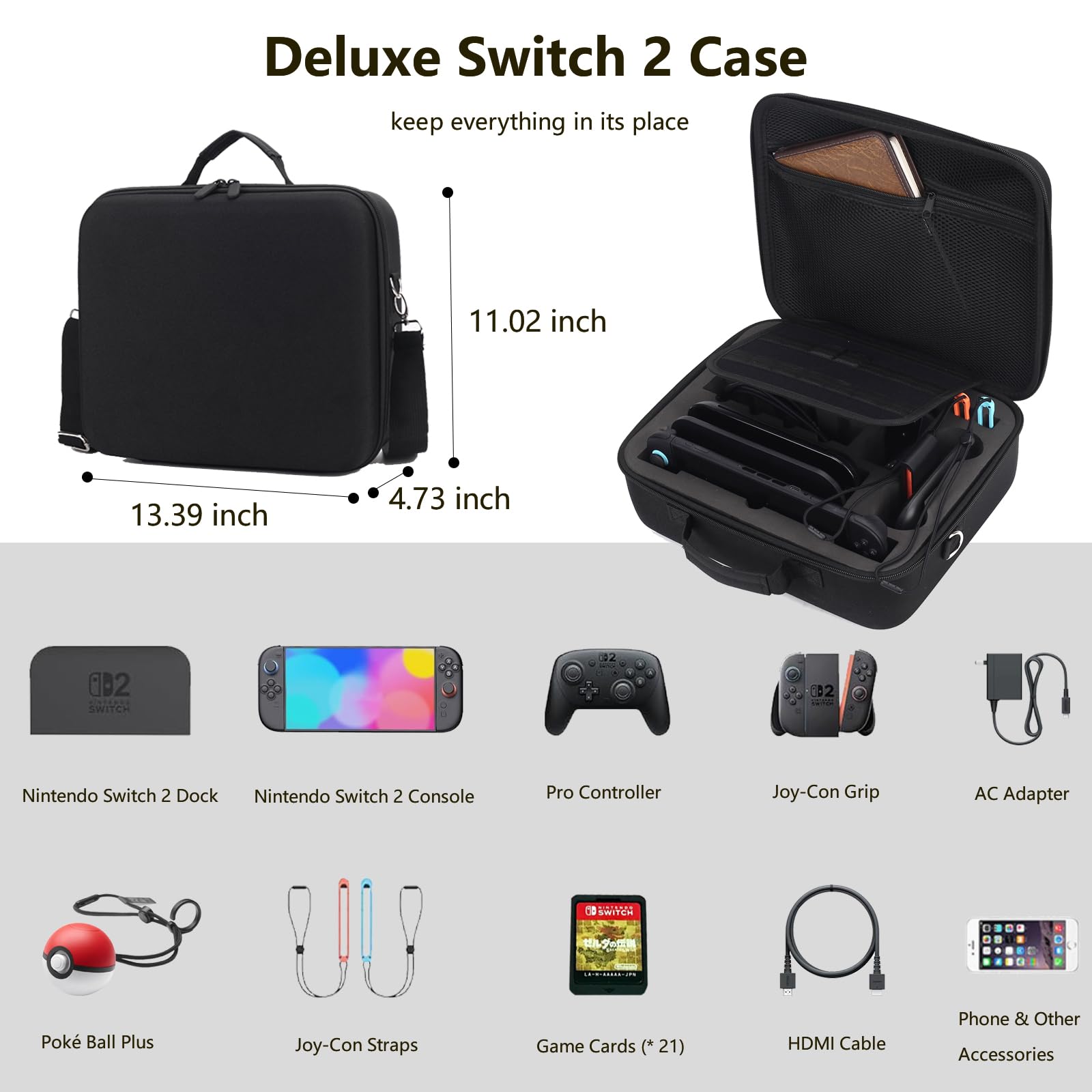 Flyekist Custodia rigida portatile per Nintendo Switch 2 (2025), custodia protettiva da viaggio deluxe per accessori controller console Switch 2