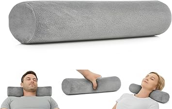 AllSett Health Firm Cervical Neck Roll Memory Foam Pillow, Bolster Pillow, Round Neck Support for Sleeping | Bolster for Bed, Legs, Back and Yoga