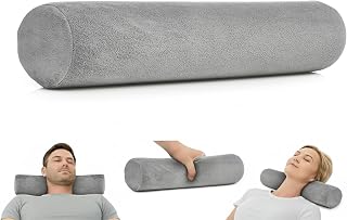 Almohada de espuma viscoelástica firme para cuello cervical, almohada de refuerzo, soporte de cuello redondo para dormir | Bolster para cama, piernas, espalda y yoga.