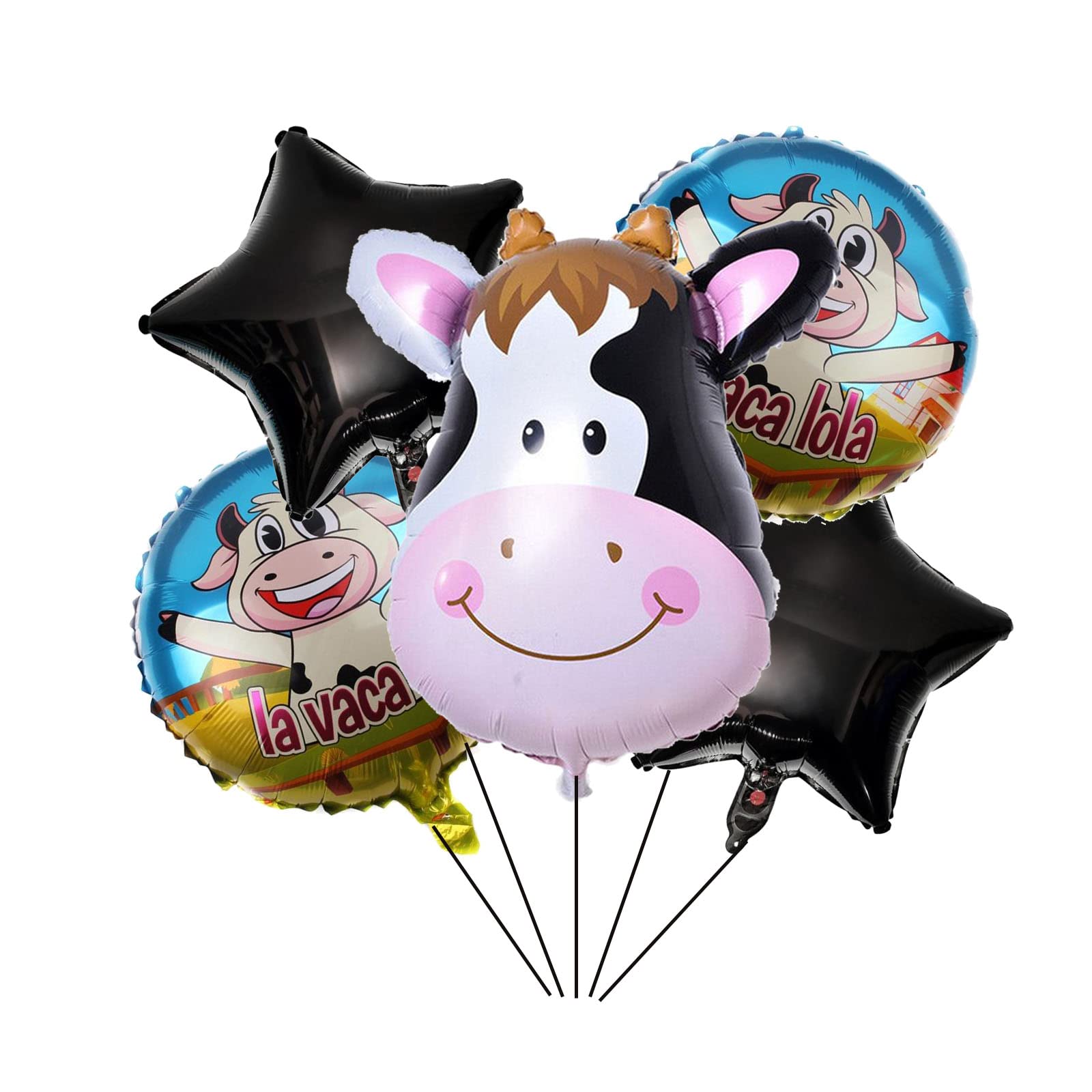CHIL 5 Pcs Cow Balloons Cow Shape Mylar Foil Balloon Baby Shower Girl One 1st Birthday Barnyard Farm Animal Theme Party Decorations Supplies