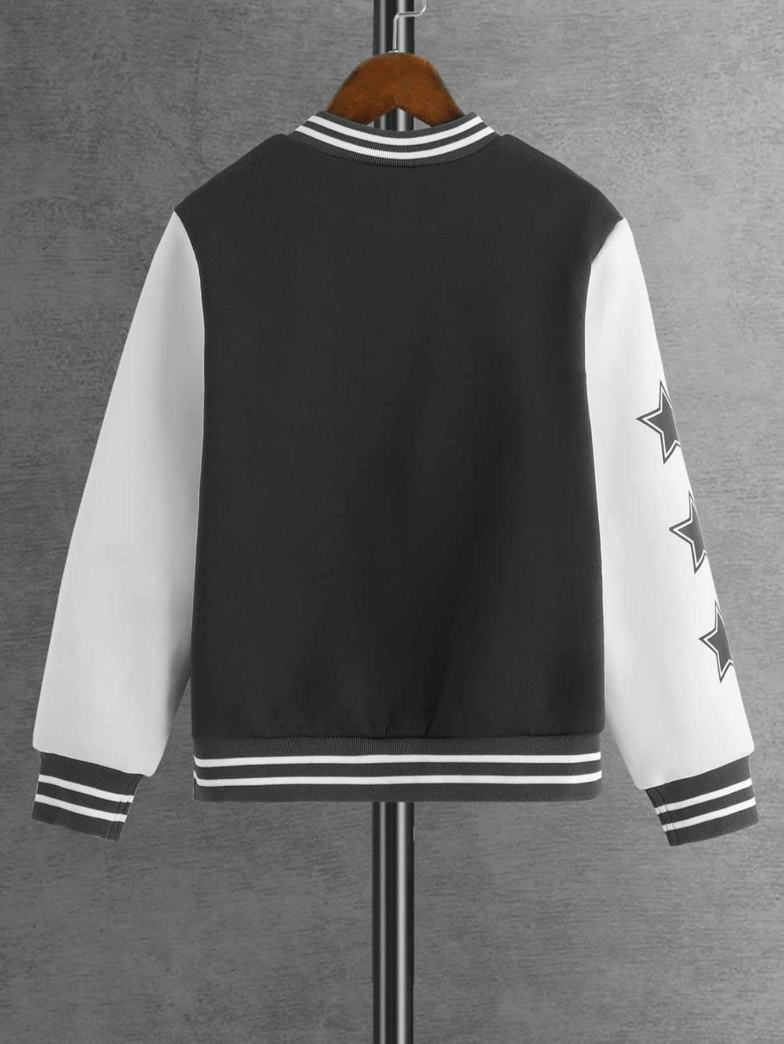 SHENHE Boy's Button Up Varsity Jacket Color Block Letter Print Baseball Bomber Jacket - Image 2
