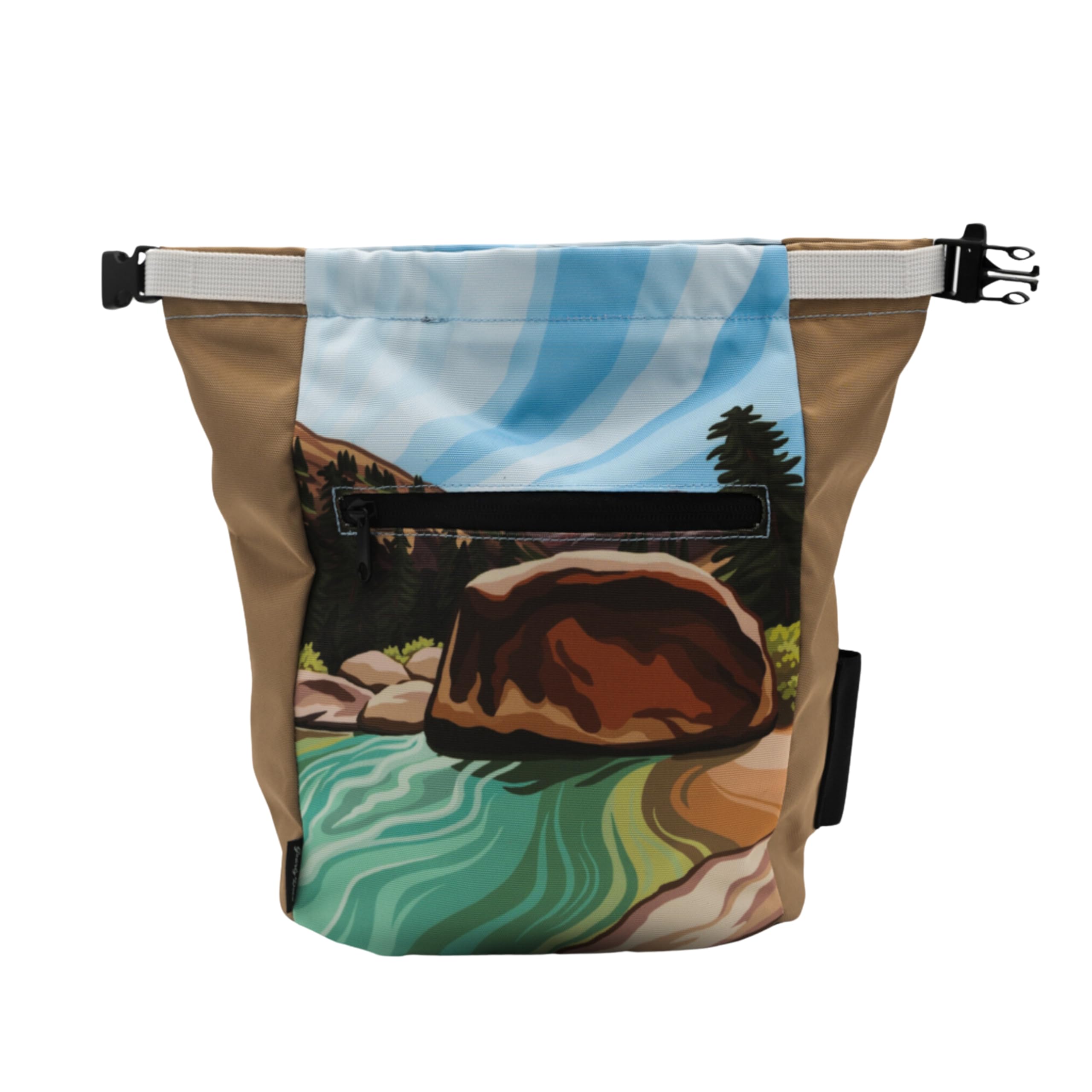 GNARLY DOOD Rock Climbing Chalk Bucket | for Bouldering Gym & Outdoor Use | Durable Hook & Loop Closure, 2 Zippered Pockets, Easy-Carry Handle