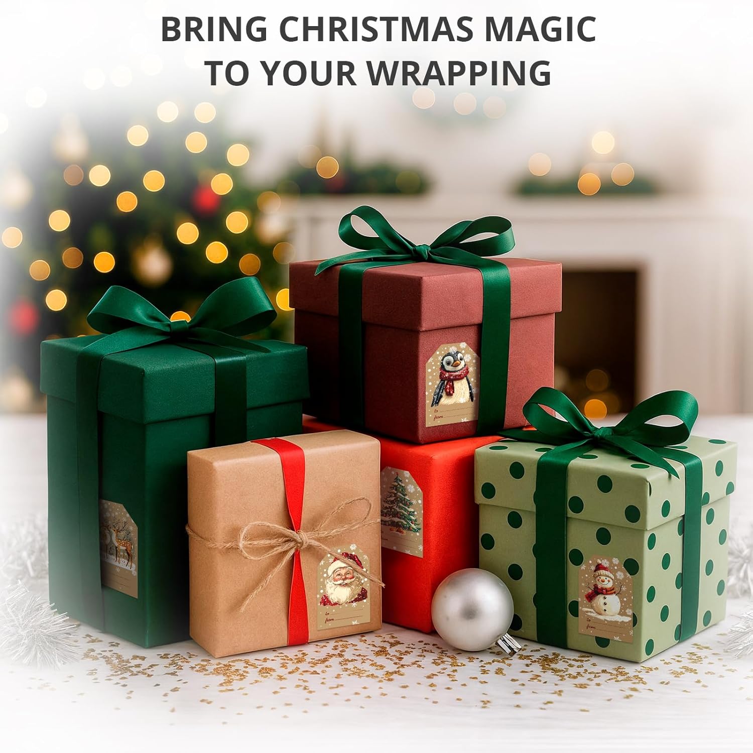 X-Protector Christmas Gift Tags 112 PCS - 3x2 in Christmas Wrapping Paper Name Tags - 5 Sheets of Self-Adhesive Xmas Present Labels Stickers - Peel and Stick Gift Wrap Tags! - Image 3