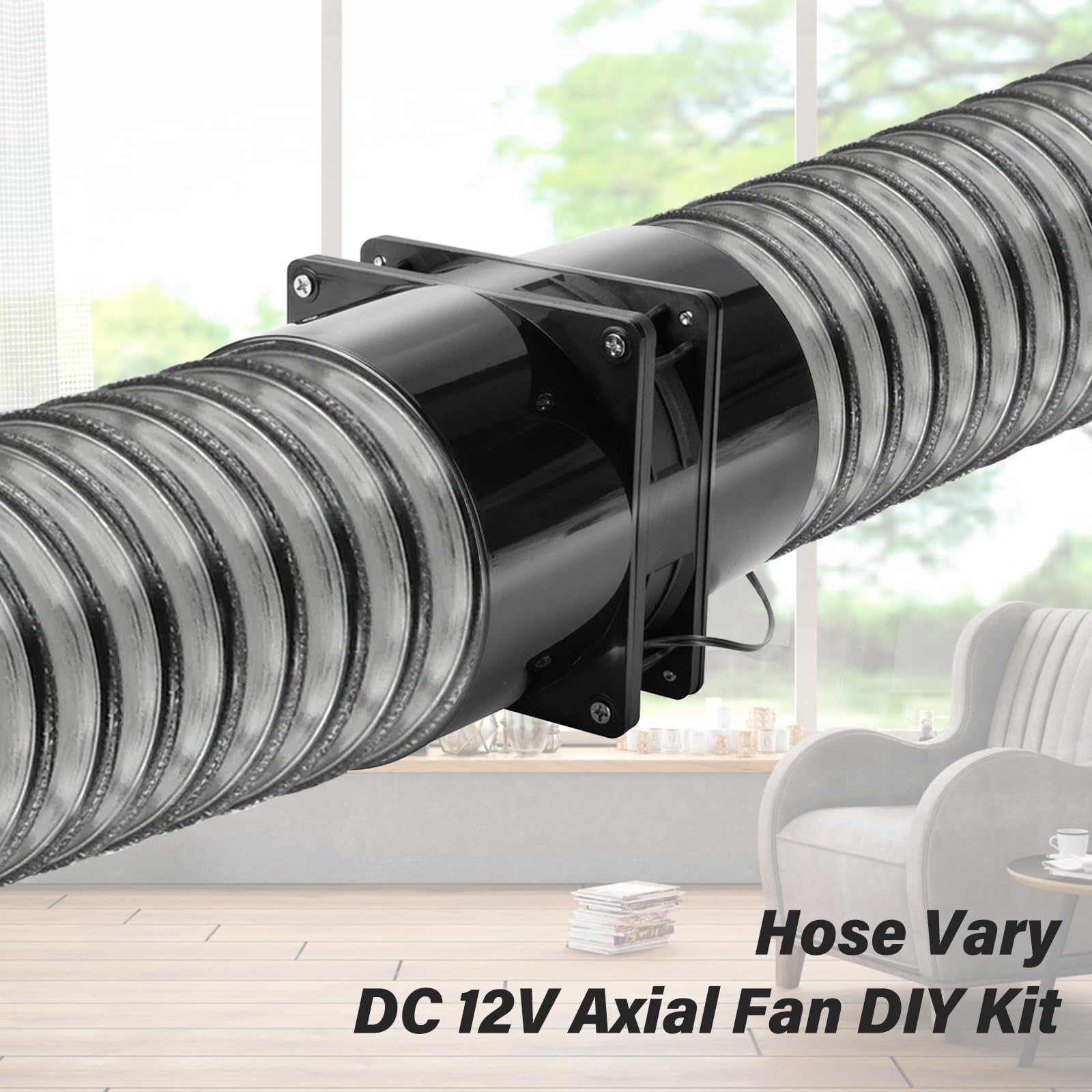 GOMETY Ventilatore tubolare da 100 mm, DC12 V, ventola assiale, 100 mm, con regolatore di velocità, ventola per tubi da 100 mm, rete silenziosa, adattatore per canale per serra, tenda da giardino