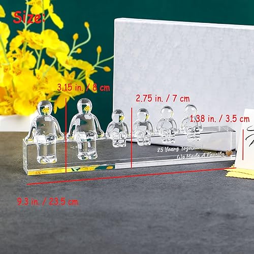 Miniatura 4 de Ornalrist Regalos de boda de plata de cristal 25 en aniversario para esposa, marido, 25 años juntos hicimos una familia, regalos de aniversario de