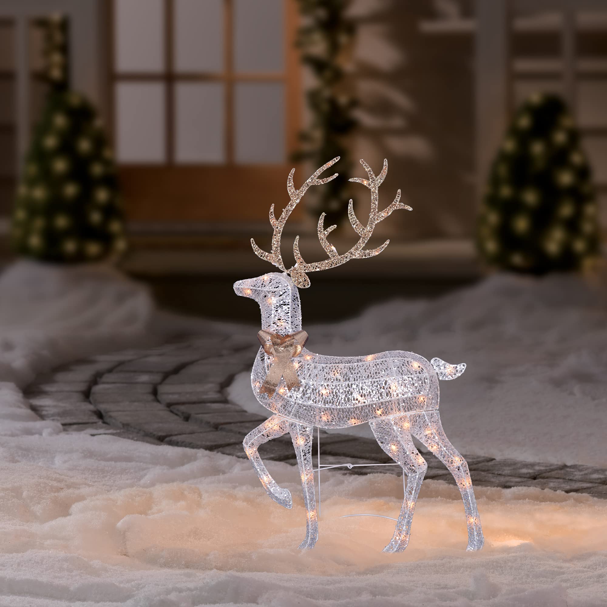 Northlight Lighted 2-D Glitter Reindeer Christmas Yard Art Decoration, 46