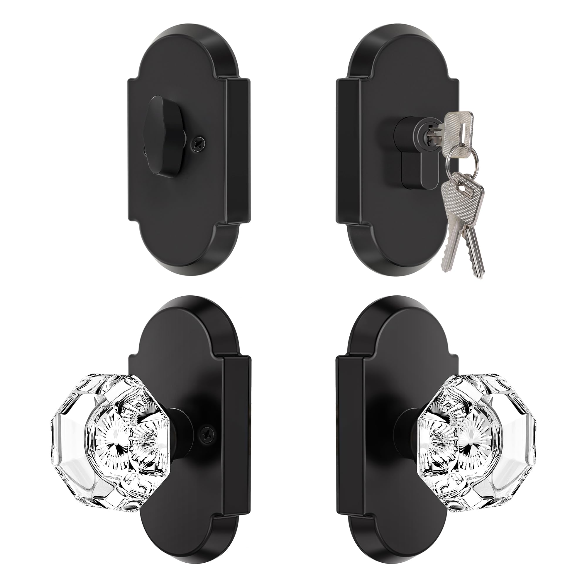 Crystal Privacy Door Knobs with Lock - BonKuDoo -30