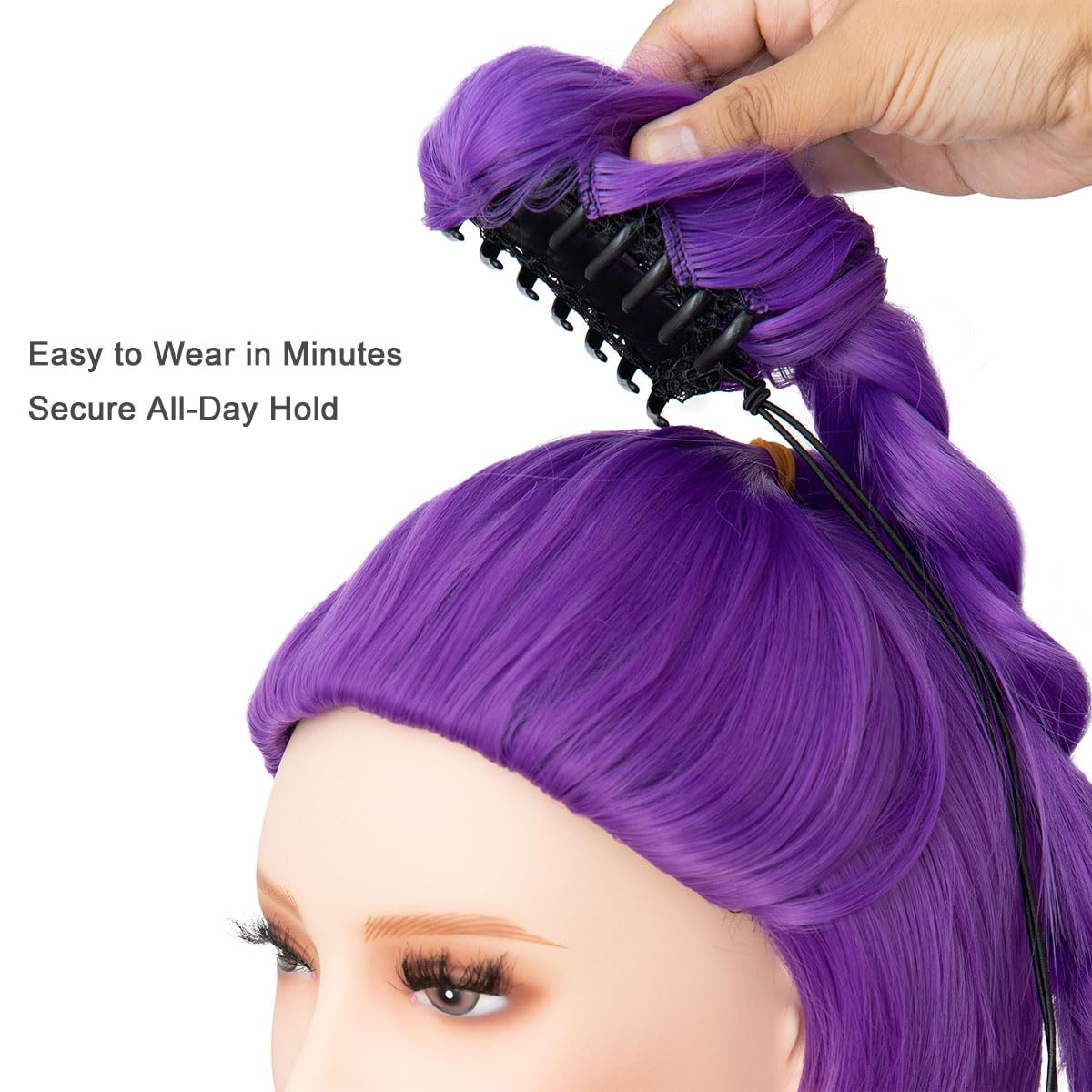 Yamel Long Purple Braided Wig Heat Resistant 100 cm Adjustable Fit Cosplay Wig for Women Halloween Costume - Image 3