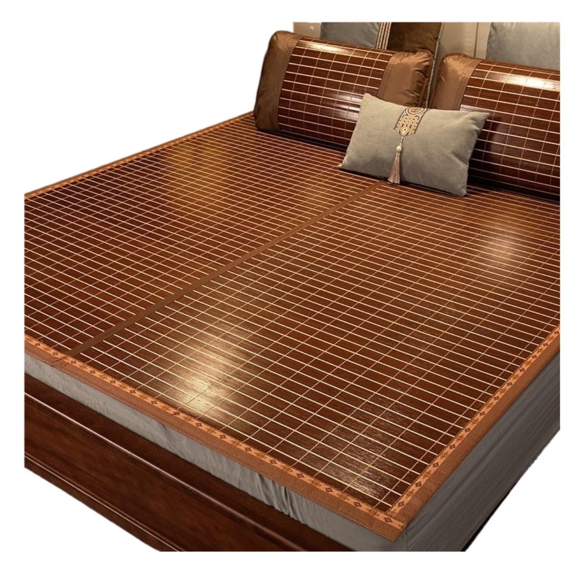 LOMNCHSG Bamboo Rattan Mat Bed, Bamboo Cooling Sleeping Mat Brown Multiple Sizes(1.2x1.9m)