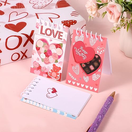 Miniatura 4 de BOXOB 24 mini cuadernos para el día de San Valentín, 8 estilos lindos patrones y palabras, mini bloc de notas en espiral, regalos para el día de San